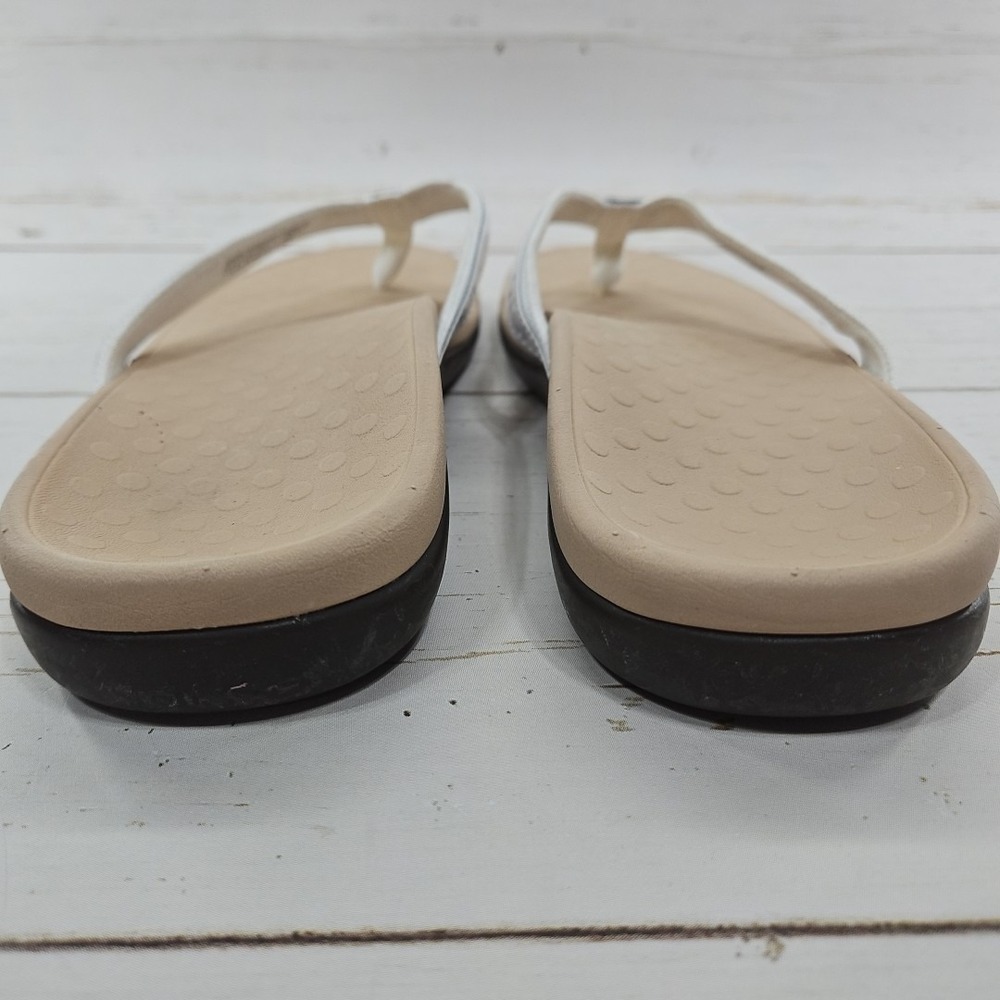 Vionic Casandra Womens 11‎ White Leather Flip Flop Thong Toe Post Casual Sandals - Picture 7 of 10